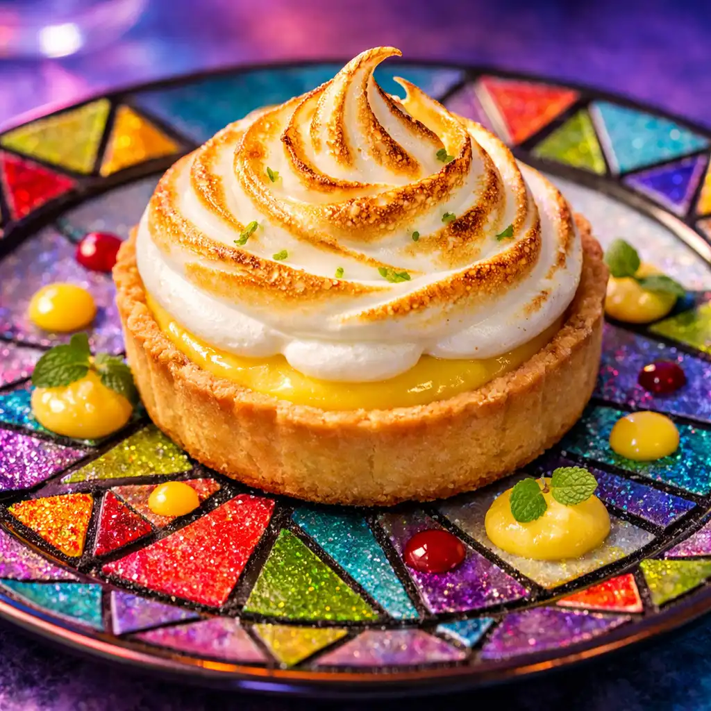 Tarte au citron meringuée avec meringue dorée et crème au citron onctueuse