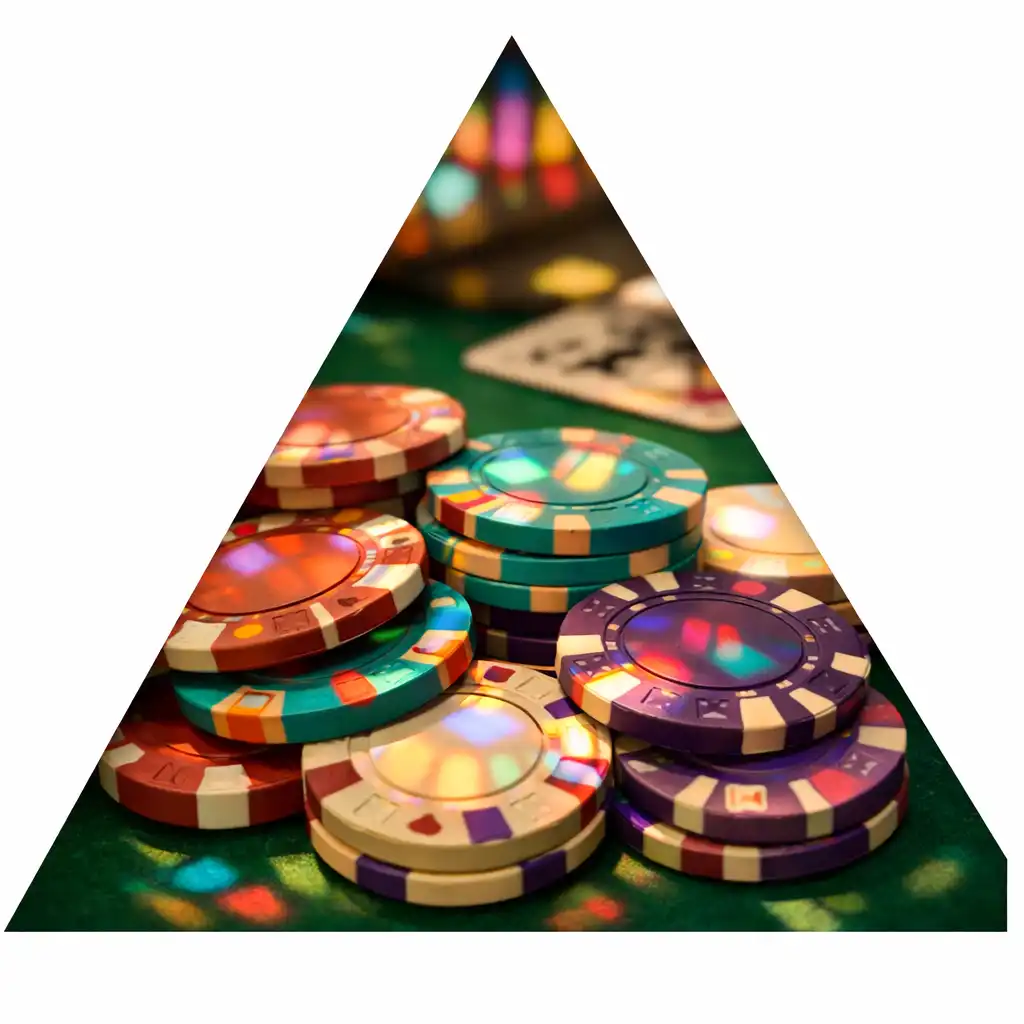 Jetons de poker colorés empilés sur un tapis vert