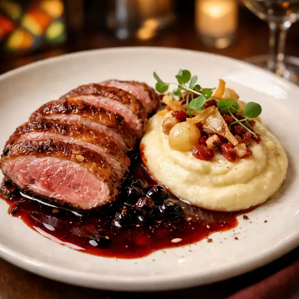 Plat bistronomique raffiné servi au Comptoir Sureau, à déguster avant ou pendant une partie de poker