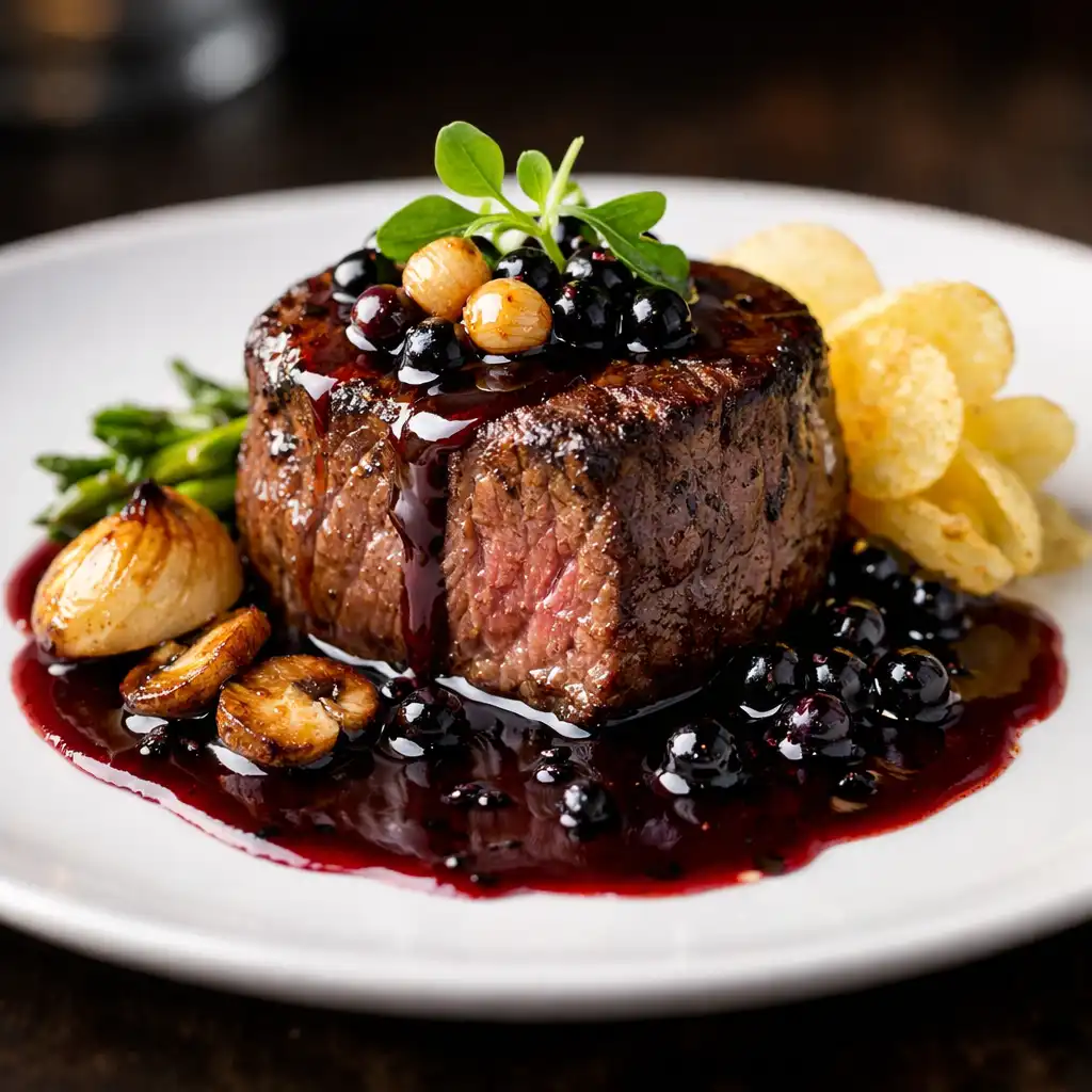 Filet de bœuf avec sauce au sureau, plat signature de Comptoir Sureau